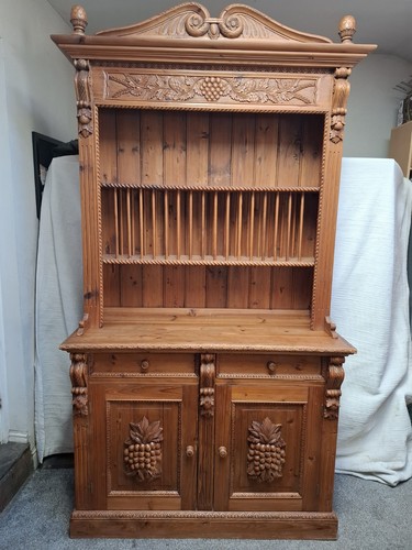 Vintage carved pine dresser - vintage,