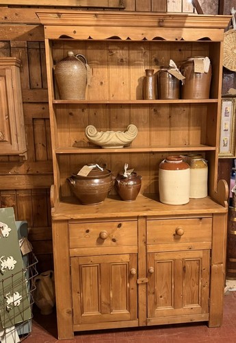 Antique pine kitchen dresser - kitchen,
